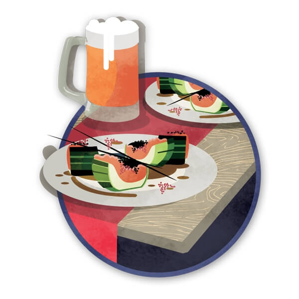 Food and beverages illustration for newspaper