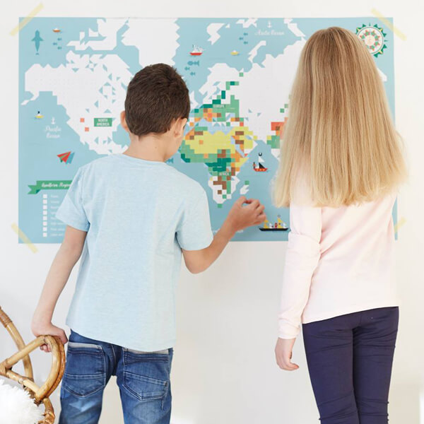 Illustrated map for Poppik Sticky world map poster