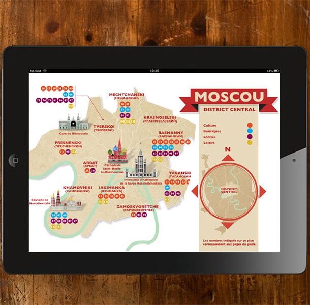 Illustrated map of Moscow, Russia