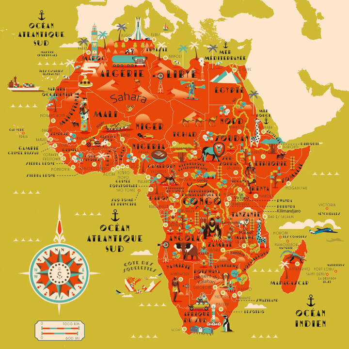 Atlas of the Curious illustrated map of Africa