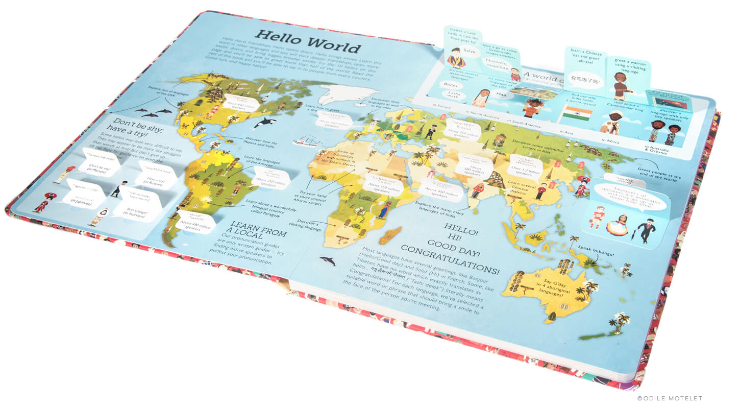 Hello World children's illustrated world map