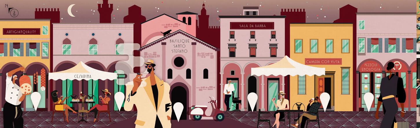 Illustrated characters Bologne