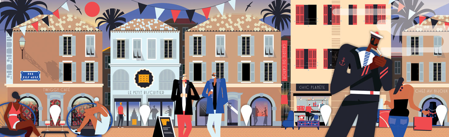 Illustrated characters Toulon