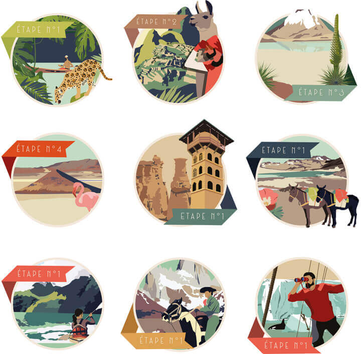 Illustrations for L'Épopée Sauvage illustrated map